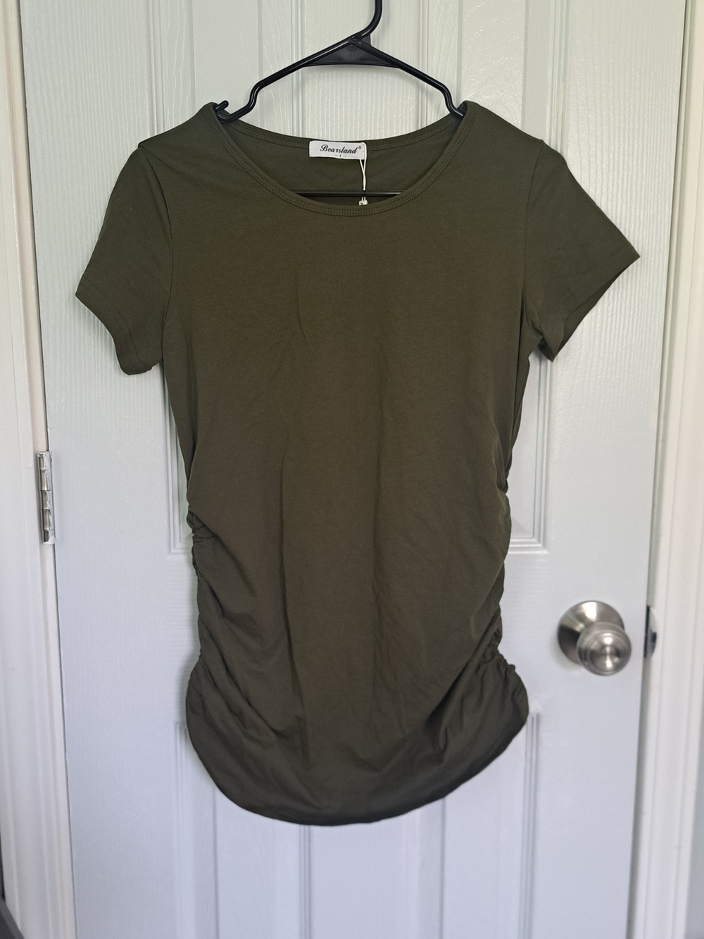 Bearsland Olive Short Sleeve Tee with Side Ruching